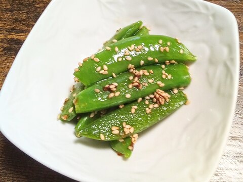 お弁当や副菜に！！スナップえんどうのゴマ油炒め♪